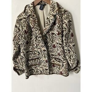 Denim & Jacket Tapestry Co Womens Size Small Floral Raw Edge Boho Cottagecore